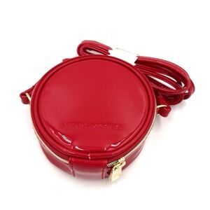 Marc Jacobs Mini Red Patent Leather Crossbody 4" Round Canteen Bag Purse